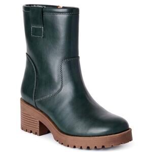 Scoop Faux Shearling Lined Green Piper Lug Pull On Boots-Size 8